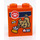 LEGO Oranje Steen 1 x 2 x 2 met Hond en een Bowl of Bone-shaped Croquettes Sticker met Stud houder aan de binnenzijde (3245)