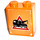 LEGO Orange Brick 1 x 2 x 2 with Tow Truck in Red Triangle (Left) Sticker with Inside Axle Holder (3245)