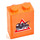 LEGO Orange Brick 1 x 2 x 2 with Tow Truck in Red Triangle (Left) Sticker with Inside Axle Holder (3245)