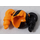 LEGO Orange Hair with Side Pigtails with Black Hair on Side (28798)