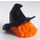 LEGO Oransje Mellomlangt hår med Svart Floppy Witch Hatt