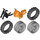 LEGO Orange Motorcycle Fairing with Medium Stone Grey wheels
