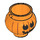 LEGO orange Pot / Cauldron med Håndtere Holders med Græskar Jack O&#039; Lantern med Rund Øjne (28180 / 98374)