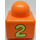 LEGO Orange Primo Brick 1 x 1 x 1 with 2 Teddy Bears and n° 2 on Opposite Sides