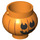 LEGO Orange Arrondi Pot / Cauldron avec Noir Citrouille Jack O&#039; Lantern (28180 / 98374)