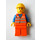 LEGO orange Sikkerhedsvest med Sølv Striber Kvinde Tog Minifigur