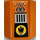 LEGO Oranje Helling 1 x 2 x 2 Gebogen met Zilver Cables, Zilver Rooster, Dr Inferno logo Sticker (28659)