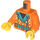 LEGO Orange Stunt Bike Rider, Female with Orange/Turquoise Outfit Minifig Torso (973 / 76382)