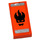 LEGO Orange Tuile 1 x 2 avec Noir Flaming Skull Autocollant avec rainure (3069)
