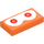 LEGO Orange Tile 1 x 2 with Red / Orange Eyes on White with Groove (3069 / 103776)