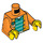 LEGO Orange Unbuttoned Jacket with Dark Turquoise Striped Shirt Torso (973 / 76382)