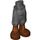 LEGO Pearl Dark Gray Hip with Long Shorts with Brown boots with orange laces (18353)