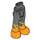 LEGO Pearl Dark Gray Hip with Pants with Orange Shoes (16985 / 92821)