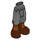 LEGO Pearl Dark Gray Minidoll Hip with Cropped Trousers with Brown boots with orange laces (Thick Hinge) (18353)