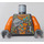 LEGO Pearl Dark Gray Torso with Orange Breastplate and Silver Snake Head (973 / 76382)