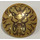 LEGO Pearl Gold Round Shield with Curved Face with Lion Head (67623 / 75902)