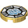 LEGO Or perlé Tuile 2 x 2 Rond avec Airjitzu Ice Symbol dans blanc Octagon avec porte-goujon inférieur (14769 / 21286)