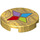 LEGO Perlgold Fliese 2 x 2 Runden mit Vier Crystals und Ornaments mit unterem Bolzenhalter (14769 / 36701)