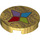 LEGO Or perlé Tuile 2 x 2 Rond avec Quatre Crystals et Ornaments avec porte-goujon inférieur (14769 / 36701)