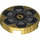 LEGO Pearl Gold Tile 2 x 2 Round with Lamborghini V12 Wheel Cover with Bottom Stud Holder (14769)