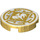 LEGO Perle guld Flise 2 x 2 Rund med hvid Wu’s Drage Emblem med Bund Knops Holder (14769 / 39018)