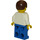 LEGO Person i Blå Overalls med Brun Kort hår  Minifigur