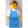 LEGO Person i Blå Overalls med Brun Kort hår  Minifigur