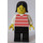 LEGO Person in Red Striped Shirt with Black Mid-Length Hair Minifigure