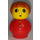 LEGO Person mit Rot Basis, Rot oben mit Knöpfe und Dunkelorange Haar Primo-Figur