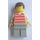 LEGO Person z Czerwony Striped Koszula I brązowy Krótkie włosy Minifigurka