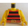 LEGO Pirate Torso with Black and Red Striped Shirt and Brown Belt with Yellow Arms and Yellow Hands (973)