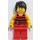 LEGO Pirates Chess Set Pirate with Black and Red Stripes Shirt with Black Hair and Red Legs Minifigure