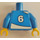 LEGO Schmucklos Torso mit Blau Arme und Gelb Hände mit Adidas Logo Blau No. 6 Aufkleber (973)