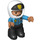 LEGO Polis med Mörk Azure Topp och Vit Hjälm med Svart Främre och Gul Bricka Duplo figur