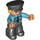 LEGO Policeman with Medium Azure Top, Black Hat and Yellow Hair Duplo Figure