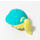 LEGO Pferdeschwanz Haar mit Medium Azure Deckel mit Wave Logo (35660)