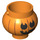 LEGO Pot / Cauldron with Handle Holders with Pumpkin Jack O&#039; Lantern with Round Eyes (28180 / 98374)