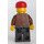 LEGO Railroad Yard Worker с кафяво Coat, Черно Крака, Слънчеви очила, и червен Шапка с козирка Минифигурка