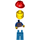 LEGO Railway Worker met Rood en Wit Chevron Vest, Blauw Poten en Rood Helm minifiguur