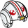 LEGO Rebel Pilot Casque avec rouge Rebel logo, rouge Stripe, Noir Rayures sur Jaune Background (50064 / 83786)