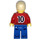 LEGO Rojo y Azul Team Player con Number 10 en Frontal Minifigura