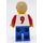 LEGO Rood en Blauw Team Player met Number 9 op Terug Minifiguur