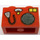 LEGO Red Brick 1 x 2 with CB Radio and Microphone Pattern with Bottom Tube (3004)