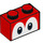 LEGO rot Backstein 1 x 2 mit Augen mit Unterrohr (68946 / 101881)