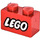 LEGO Rot Stein 1 x 2 mit Lego Logo mit geschlossen &#039;O&#039; mit Unterrohr (3004)