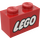 LEGO Rot Stein 1 x 2 mit Lego Logo mit geschlossen &#039;O&#039; mit Unterrohr (3004)