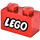 LEGO Red Brick 1 x 2 with Lego Logo with Closed &#039;O&#039; with Bottom Tube (3004)