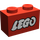 LEGO Red Brick 1 x 2 with &quot;LEGO&quot; with Bottom Tube (3004)