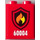 LEGO Red Brick 1 x 2 x 2 with 60004 and Flames in Shield Emblem Sticker with Inside Stud Holder (3245)
