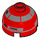 LEGO Red Brick 2 x 2 Round with Dome Top with Silver Band and Lime Dot (Hollow Stud, Axle Holder) (16575 / 30367)
